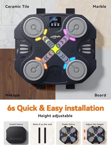 Miniatura 7 de Music Boxing Machine for Kids-Interactive Wall Mounted Punching Target with Sound & Lights,Smart Boxing Trainer Machine Fitness Game Gymnastics