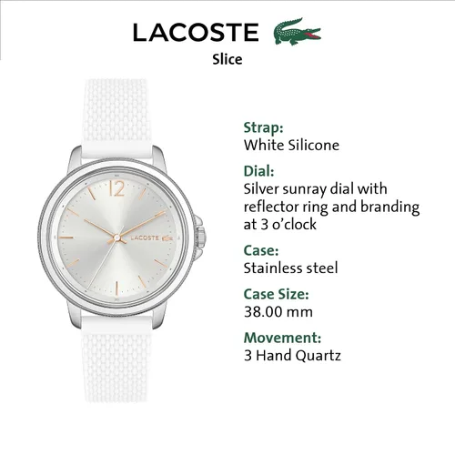 Miniatura 4 de Lacoste Reloj de cuarzo de acero inoxidable para mujer con correa de silicona blanco 17 Modelo 2001197 Blanco Reloj de cuarzo