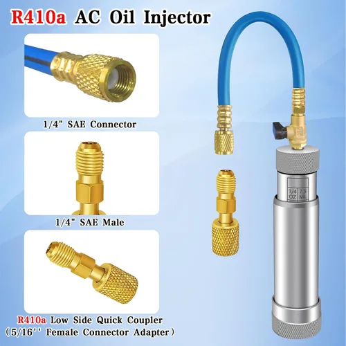 Miniatura 5 de Inyector de tinte de CA con válvula de cierre, inyector de aceite de CA para R1234yf R134a R410a, inyector de tinte 1234yf con función de prevención