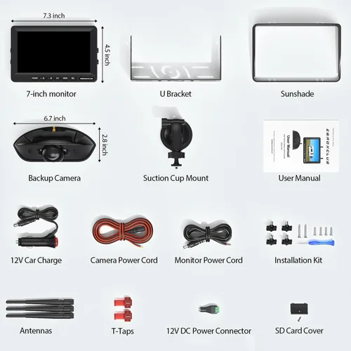Miniatura 8 de ZEROXCLUB 1080P 7" Sistema de cámara de respaldo inalámbrica para RV, compatible con Furrion pre-cableado para RV, camión, remolque, monitor DVR