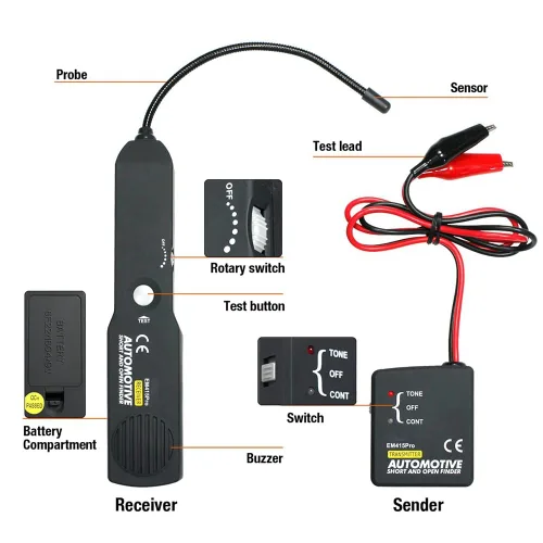 Miniatura 6 de Ajuste de cortocircuito del arnés de cableado del automóvil (CC 6-42 voltios), trazador de cables, buscador de cortocircuitos, adecuado para pruebas