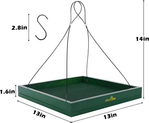 Miniatura 2 de MIXXIDEA Bandeja colgante para comedero de pájaros, plataforma de madera para colibríes, bandeja colgante de malla para jardín, patio, decoración