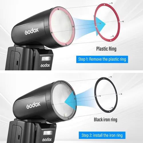 Miniatura 2 de Anillo magnético para flash Godox V1 U, V1PRO U, V100 U de cabeza redonda, compatible con accesorios magnéticos Godox AK-R1