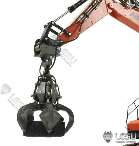 Miniatura 9 de Lesu Metal Timber Grab Pulpwood Grapple Part Cilindro Tubo de aceite para 1/14 Ac360 Et26L Et30H Tipo de rueda Rc Excavadora Hidráulica