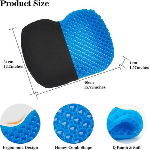 Miniatura 2 de Kayak Seat Cushion, Anti Slip Gel Seat Cushion for Long Sitting on Boat, Canoe, Sup, Chair Azul