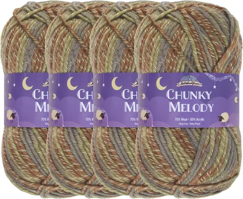 Miniatura 36 de JubileeYarn Chunky Melody - Hilo para tejer 100g/madeja, mezcla de lana gruesa, color maíz naranja - 2 madejas 15 Maíz Naranja