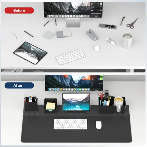 Miniatura 6 de KDD Juego de almohadilla de escritorio y organizador magnético, alfombrilla grande 5 en 1 para mouse con soporte para teléfono, soporte para tazas