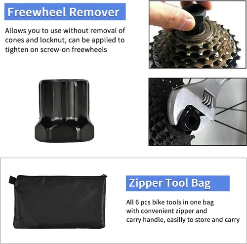 Miniatura 5 de Kit de herramientas para bicicleta, 10 piezas de herramientas profesionales de reparación de bicicletas para bicicleta de montaña con extractor de 6