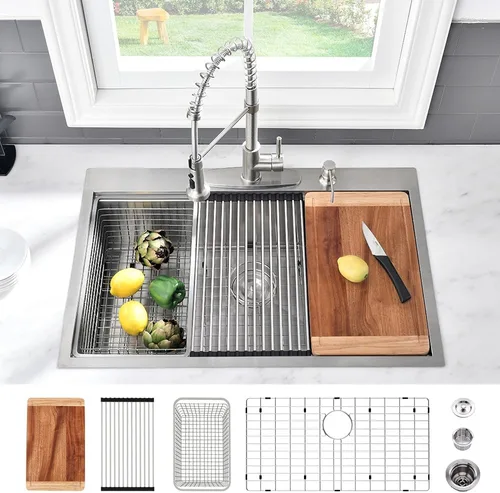 Miniatura 21 de Fregadero de barra de 15 pulgadas In-VASOYO de 15 x 20 pulgadas, fregadero de cocina pequeño de barra húmeda, fregaderos de autocaravana de acero