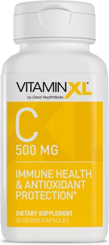OmegaXL VitaminXL Suplemento de vitamina C, cápsulas de 500 mg que proporcionan apoyo antioxidante, ayuda a la salud inmunológica y la producción de