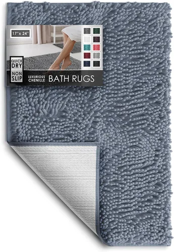 Miniatura 121 de Hearth & Harbor Alfombras de baño, tapete de baño de chenilla - Alfombras de baño lavables a máquina para baño con respaldo antideslizante de goma