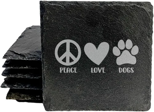 Miniatura 22 de Engraved Dog Cat Paw Coasters Set of 4 – Dog Cat Silhouette Paw Print Design – 4 Inch Round Slate – Pet Lover Home Decor – Handmade in Oregon USA