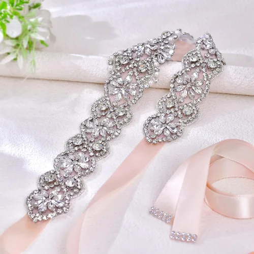 Miniatura 64 de azaleas Cinturón de boda fino de cristal para mujer, cinturón de novia para boda, dama de honor, accesorios de vestido de niña de las flores, 16