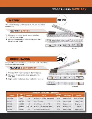 Miniatura 2 de Keson WR18M - Regla de madera plegable inglesa/métrica, 78 pulgadas