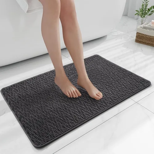 RUERYA Alfombras de baño antideslizantes y lavables, tapetes de baño de goma para baño, secado rápido, súper absorbentes, ultrafinos, pequeños Gris