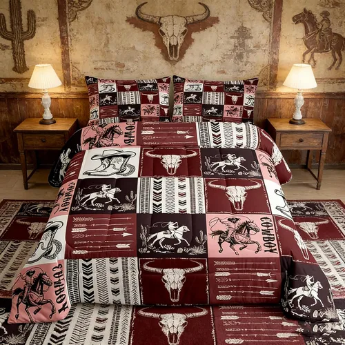 Miniatura 15 de Juego de edredón rústico de oso tamaño completo, juego de ropa de cama de caza de animales salvajes de 3 piezas, edredón de plumón vintage de cabaña