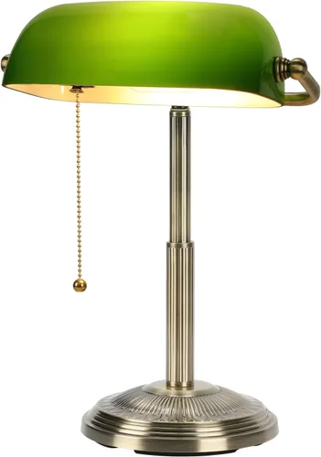 Miniatura 7 de LINNMON Lámpara de Escritorio de Banquero, Lámpara Retro Verde, Lámpara Vintage con Interruptor de Cadena de Tirar para Oficina en el Hogar