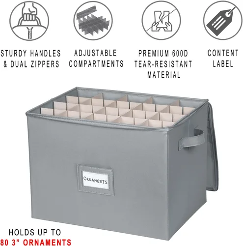 Miniatura 3 de Caja de almacenamiento para adornos de Navidad, grandes contenedores de almacenamiento de decoración navideña que almacenan hasta 128 adornos de 3