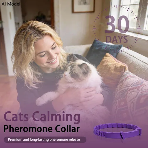 Miniatura 2 de Calming Collar for Cats, Pheromone Cat Calming Collar for Anxiety Relief & Stress, Adjustable Water Resistant Breakaway Calming Collars, Natural