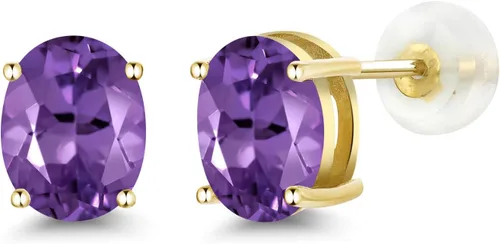 Miniatura 255 de Gem Stone King Aretes de oro de 14 quilates con piedra natal ovalada de 0.315 x 0.236 in Aretes de oro para mujer