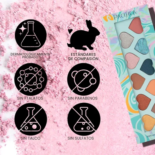 Miniatura 5 de Pacifica Paleta de sombras de ojos – Sombra de ojos mineral Malibu, tonos neutros mezclables con mate aterciopelado, brillante y metálico, infusión