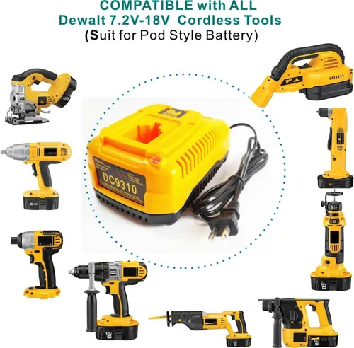 Miniatura 3 de Repuesto para Dewalt 18V DC9310 para 7.2V-18V NiCad NiMh cargador de batería DC9096 DC9098 DC9099 DW9099 DW9057 DW9072 DW9094 DC9091 DC9071 DW9062