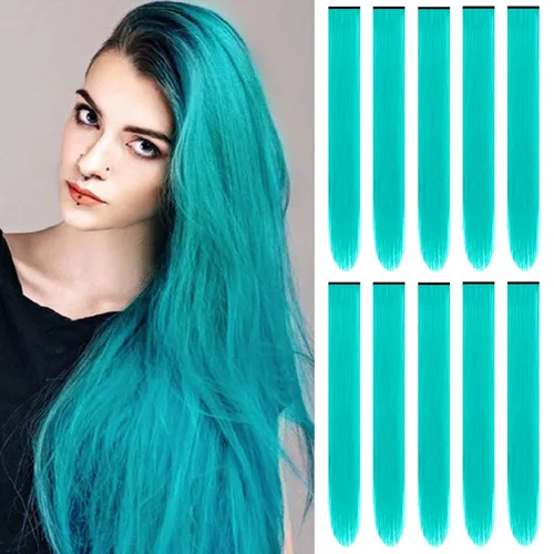 Miniatura 21 de Extensiones de cabello sintético de 22 pulgadas, extensiones de cabello sintético largo y lacio con clip, extensiones de cabello sintético para Negro