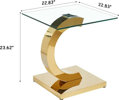 Miniatura 164 de Mesa de centro de cristal de lujo, mesa de centro de sofá de 47 pulgadas con marco de acero inoxidable dorado y parte superior de vidrio negro, mesa
