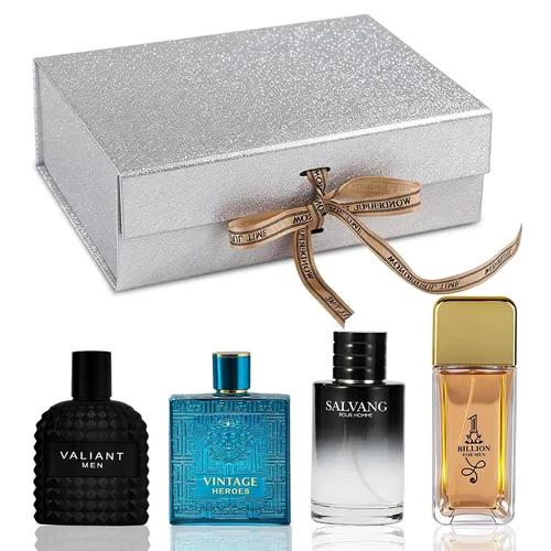 A CENTER Set de regalo de colonia para hombre, 4 x 3.4 onzas líquidas, perfume de lujo con caja de presentación premium, regalo perfecto para el día