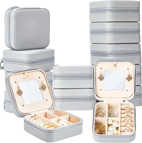 Joyero de viaje de 10 piezas, cajas de regalo de dama de honor, organizador de viaje con espejo, caja pequeña de joyería, mini caja organizadora de