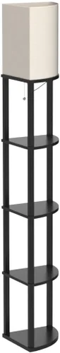 Miniatura 4 de addlon Lámpara de pie con estantes, lámpara de esquina ajustable de 5 niveles con 3 temperaturas de color y pantalla de lino, lámparas de pie Negro