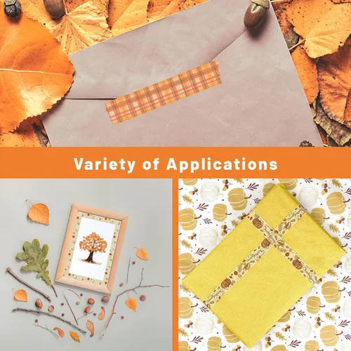 Miniatura 4 de Juego de 12 rollos de cinta washi de otoño para diario de viñetas, manualidades, álbumes de recortes, envoltura de regalos, cinta decorativa