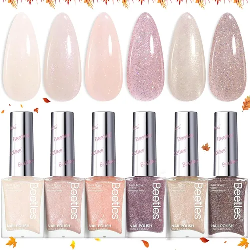 Miniatura 19 de Beetles - Juego de esmaltes de uñas pastel, 6 colores, rosa, azul, amarillo, nude, rosa, morado, juego de esmalte de uñas de secado rápido, secado