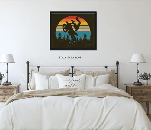Miniatura 5 de Govivo Motocross Bedroom Decor - Wall Art for Teen Boys Bedroom - Motor Bike Home Decor - Moto cross Accessories - Kids Dirt Bike Room Decor - 30x24