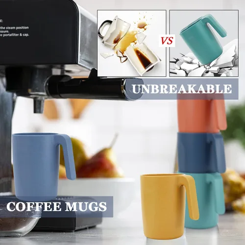 Miniatura 4 de Homienly Tazas de café de paja de trigo, alternativa a las tazas de café de plástico, juego de 6, tazas de café para acampar irrompibles, tazas