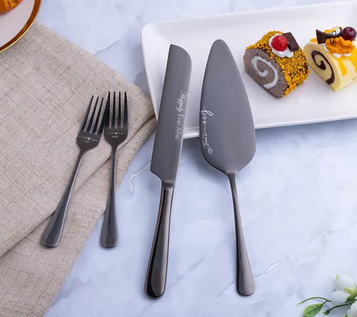 Miniatura 7 de Juego de corte de pasteles para boda y tenedores, juego de cuchillo y servidor para pastel de boda, juego de corte de pastel de boda, regalos