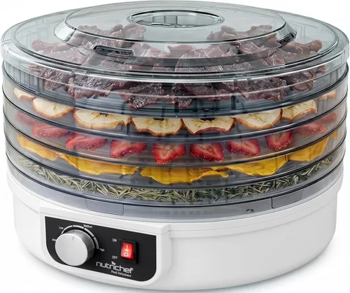 NutriChef Máquina deshidratadora de alimentos | Deshidrata carne seca de res, carnes, champiñones, frutas y verduras | Ideal para uso en casa | Milky