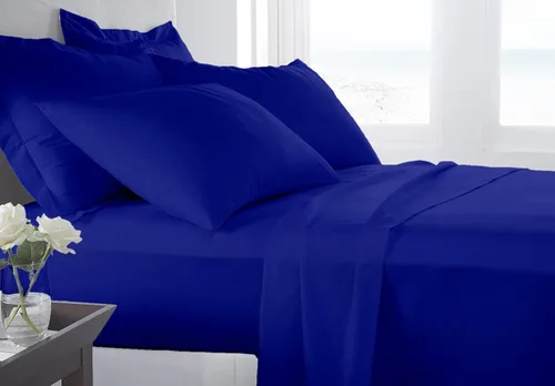 Juego de ropa de cama de lujo de 4 piezas, 800 hilos, 100% algodón ultrasuave, color azul real, tamaño California King, juego de ropa de cama de
