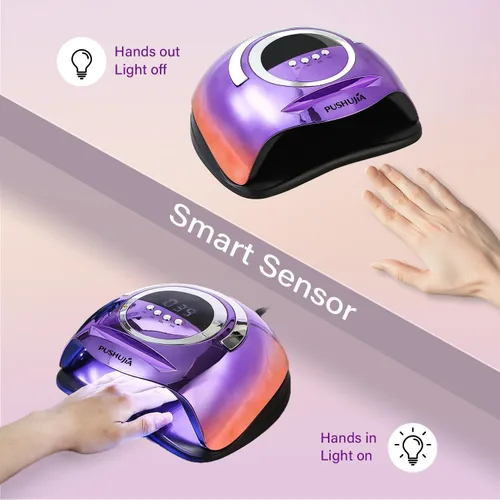 Miniatura 9 de Lámpara de uñas profesional de 300 W, secado rápido, sensor de movimiento automático, 4 ajustes de temporizador, cobertura uniforme de 72 LED