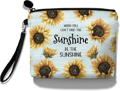 Miniatura 7 de Hglian Bolsa de maquillaje de abeja, organizador de cosméticos inspiradores, bolsa organizadora de artículos de tocador con girasol, bolsa