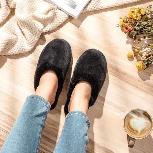 Miniatura 2 de Snug Leaves - Pantuflas de piel sintética con forro de espuma viscoelástica, para mujer