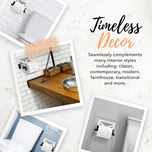 Miniatura 7 de Autumn Alley Soporte de papel higiénico blanco para pared, accesorios decorativos de baño de granja, madera lavada blanca, metal galvanizado y metal