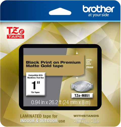 Miniatura 31 de Brother P-touch TZE-S951 - Cinta adhesiva laminada extra resistente de 1 pulgada (24 mm) de ancho, negro sobre plateado mate, laminada