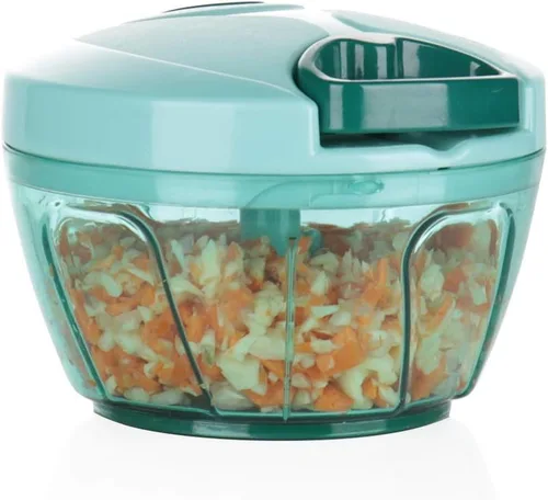 Ourokhome Procesador manual de alimentos, picador de verduras, picador de ajo portátil con cuerda de mano, cortador de cebolla para verduras, Azul