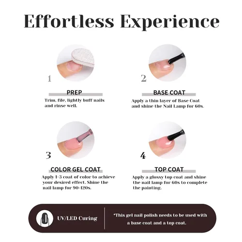 Miniatura 5 de Esmalte de uñas de gel marrón chocolate, 0.5 onzas líquidas, UV/LED, para otoño e invierno, colores oscuros, negro, café, kit de esmalte en gel