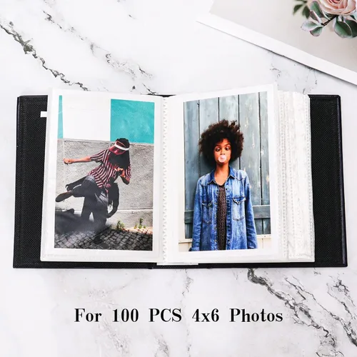 Miniatura 2 de Vienrose Álbum de fotos de 4 x 6 pulgadas, 100 fotos, cubierta de piel, libro de fotos con ventana frontal, álbumes de fotos deslizables para bebé