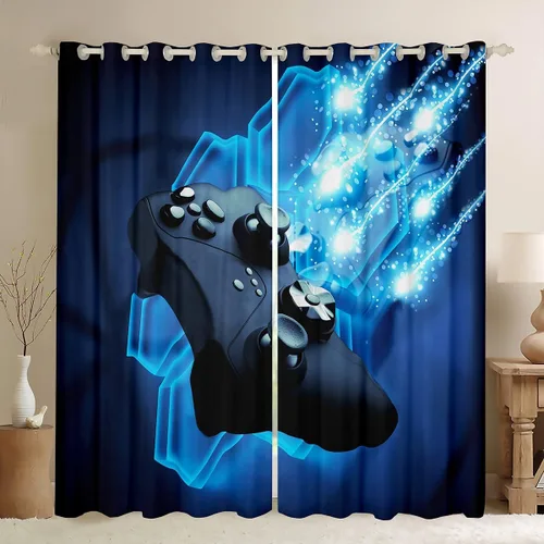 Miniatura 36 de Erosebridal - Paneles de cortina con notas musicales retro rotantes para ventana, cortinas estilo grunge de música rock para niños y adultos