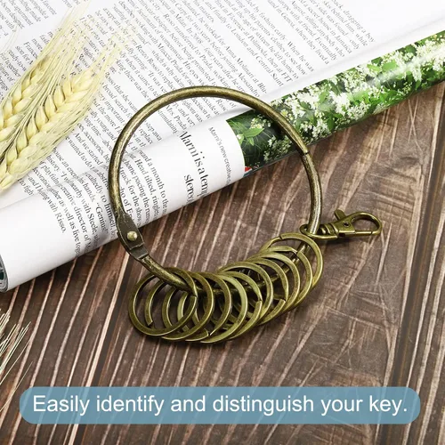 Miniatura 5 de PATIKIL 3.4 Inch Dia Key Organizer Keychain, 1pcs Key Management Holder with 10 Keys Rings for Office, Bronze