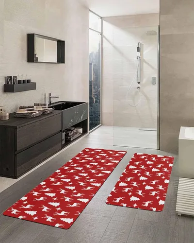 Miniatura 2 de Tapete de baño con alce navideño para bañera, antideslizante, de secado rápido y absorbente, tierra de diatomeas, ducha, fregadero, dormitorio