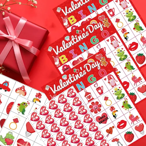 Miniatura 4 de WEIEN Bingo para el día de San Valentín para niños, adultos, 24 jugadores para grupos grandes de clase familia/escuela, fiesta, golosinas, aula